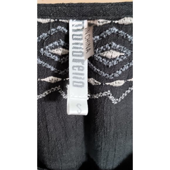 Mollorello Small Grey Embroidered Lightweight Boho Peasant Cottage Top - Picture 3 of 5